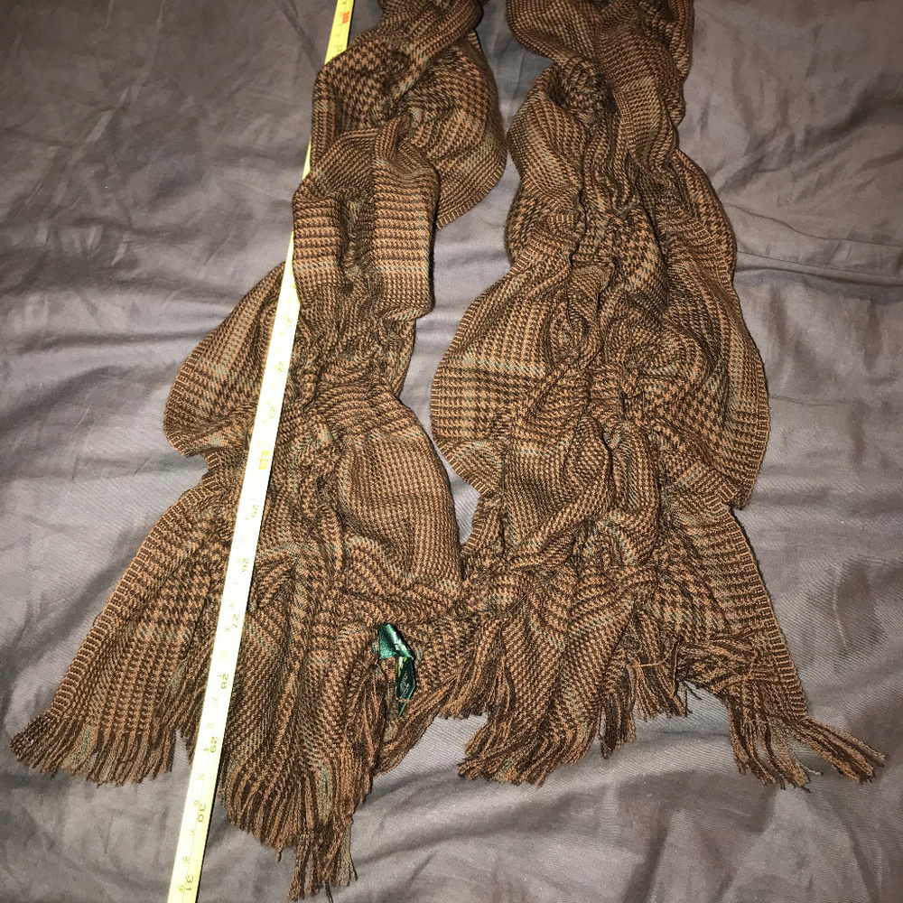 Ralph Lauren brown plaid "scrunched" design scarf